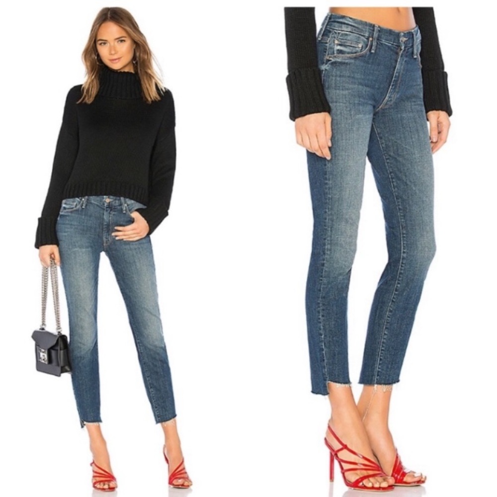 MOTHER Looker Ankle Step Fray Jeans in CAN'T LEAVE IT ALONE SIZE 26